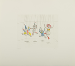 Marionettenbühne, 2002

Radierung, handkoloriert, 20 x 24,5 cm (Blattgröße 39,5 x 44,5 cm), gerahmt
130/300, signiert und nummeriert

Ausrufpreis: 280,-